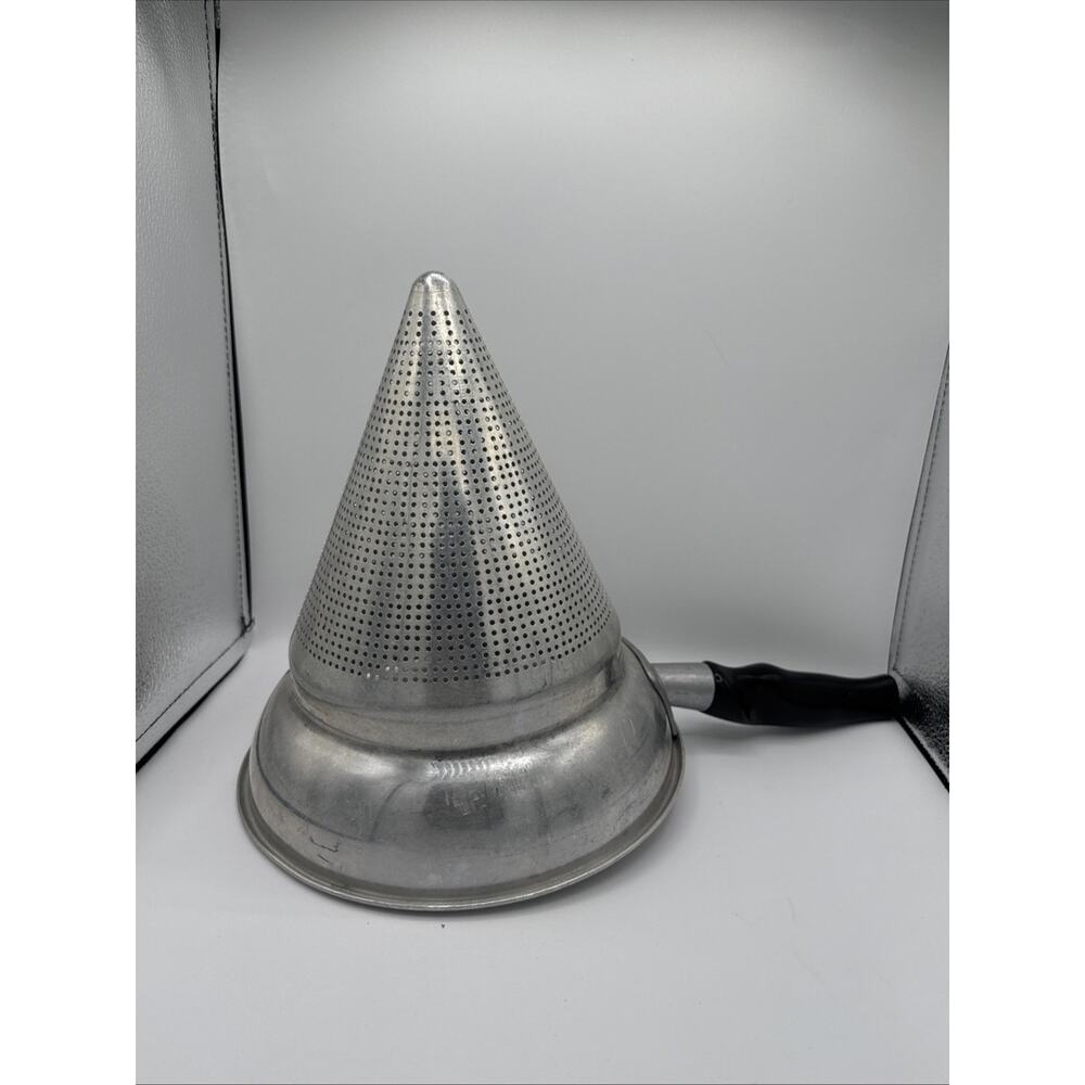 Vintage Wear-Ever No. 675 Aluminum Conical Strainer Chinois with Black Handle